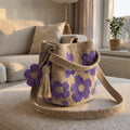 Bolso de flores de ganchillo Floria — flor morada